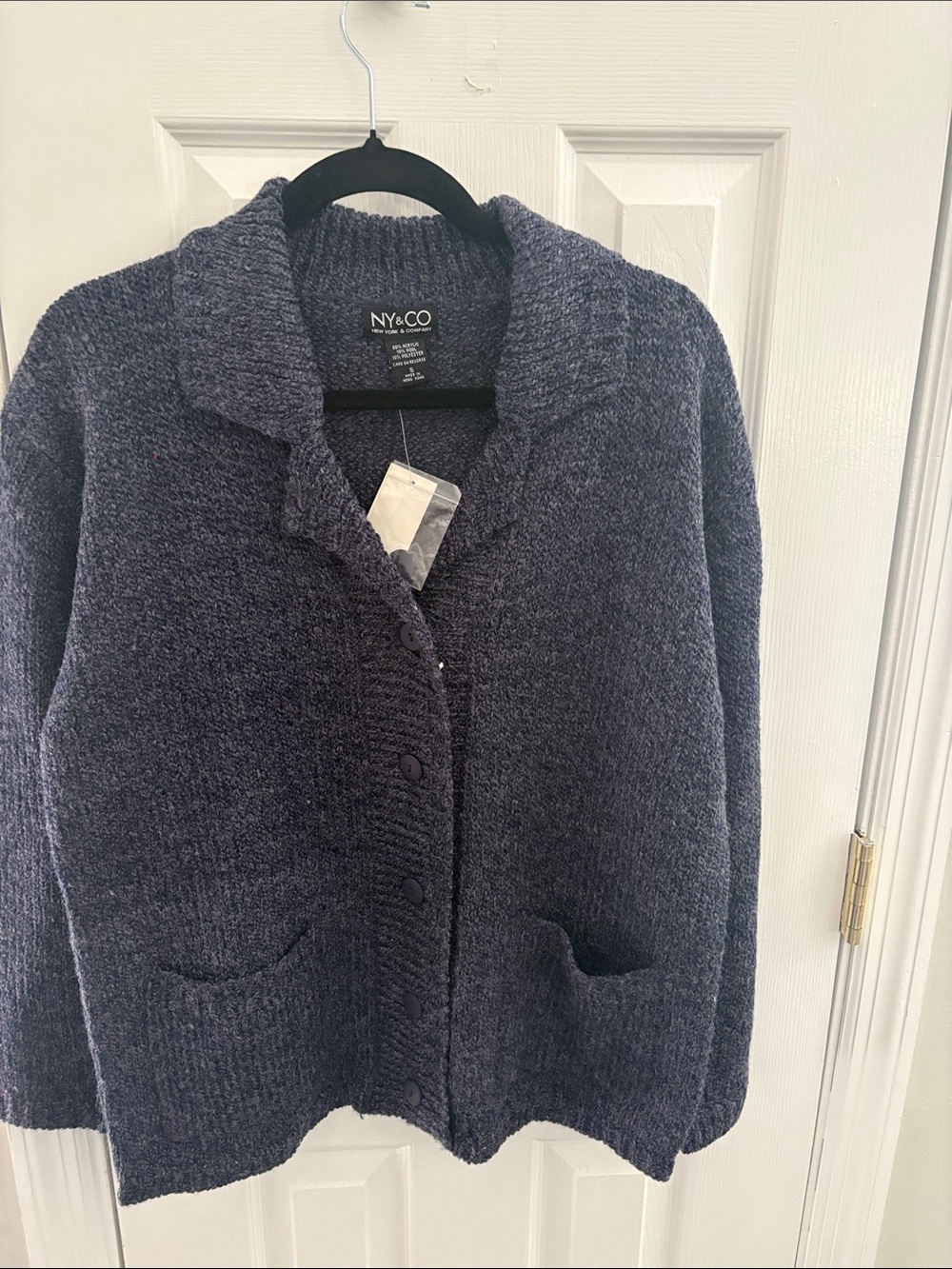 New York & Company Dark Navy Blue Button Front Cardigan